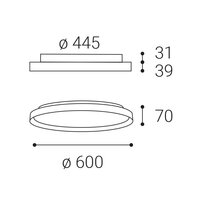 Stropní svítidlo LED2 MOON 60, W DALI/PUSH 60W (50+10) 2700K/3000K/4000K bílá