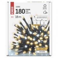 LED vánoční řetěz blikající 18 m venkovní i vnitřní teplá/studená bílá časovač