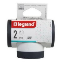 ROZBOČOVAČ OTOČNÝ 2X2P+T, NABÍJEČKA USB A+C BÍLÁ/TMAVĚ ŠEDÁ LEGRAND 049437