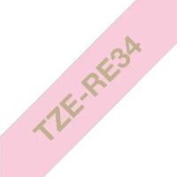 Páska BROTHER TZe-RE34 růžová/zlatá (12mm, 4m, pruhovaná)