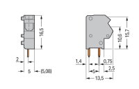 Svorka s možností řad. připojení na DPS, 2,5 mm2, zeleno-žlutá 1pól. 254-848