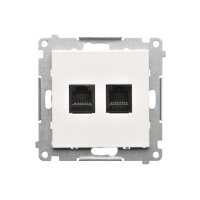 Zásuvka telefonní RJ12, 2 násobná (přístroj s krytem) bílá matná   TF2.01/111