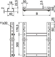 OBO SLM50C40F 40 FT Stoupací žebřík Vzdálenost příček 300 mm 400x3000mm Ocel