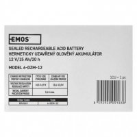 Bezúdržbový trakční olověný aku. 12 V/15 Ah, faston 6,3 mm EMOS B9656V