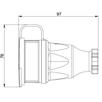 Výběh - CZ spojka guma/polyamid, 16A/250V, s víčkem, IP 44 PCE 2411-s