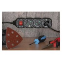 Prodlužovací kabel 3 m 5 zásuvek s vypínačem černý PVC 1,5mm2 EMOS PC1513R
