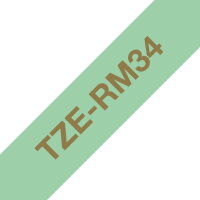 Páska BROTHER TZe-RM34 mentolově zelená/zlatá (12mm, 4m, textilní)