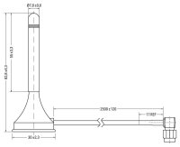 758-975 Magnetic foot antenna; with 2.5m