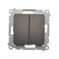 Ovládač zapínací dvojitý, řazení 1/0+1/0, 10AX, 250V, bez piktogramu,hnědá matná