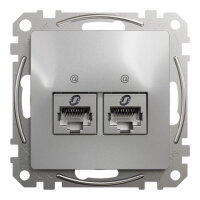 Sedna D/E Datová zásuvka 2xRJ45 kat. 6A STP, Aluminium SCHNEIDER SDD113467S