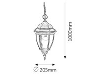 Toronto E27 1x 100W IP44 antická zlatá RABALUX 8384