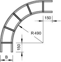 OBO LBI 90 430 NS FS Oblouk 90° pro kabelové žebříky 45x300 Ocel