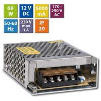 Napájecí zdroj 60W, DC12V/5A, IP20, kovové provedení MCLED ML-732.052.45.0