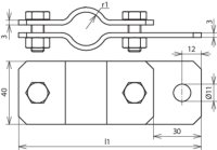 Třmen pro uzemnění potrubí D 21,3mm, FeZn s otvorem pro připojení D 11mm