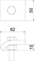 OBO KWS 15 A2 Spojovací úhelník se šr.se 6ti hr.hl. h = 15 mm 60x50 Nerez ocel