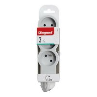 PRODLUŽOVACÍ PŘÍVOD ZÁSUVKA 3X2P+T, KABEL 1,5 M, BÍLÁ/SVĚTLE ŠEDÁ LEGRAND 049471