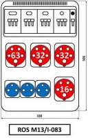 Zásuvková rozvodnice 1x6353+2x3253+1x1653+3x230V, kompletně jištěná, IP54