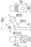 Kulový bod D 25 mm s připojovací destičkou 50x30x9 mm DEHN 756300