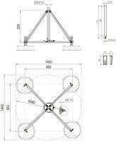 Čtyřramenný stativ sklopný pro trubku D40/50mm rádius 680mm náklon 10° nerez