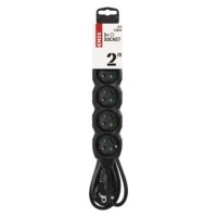 Prodlužovací kabel 2 m 5 zásuvek černý PVC 1mm2 EMOS PC0512