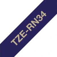 Páska BROTHER TZe-RN34 námořní modř/zlatá (12mm, 4m, pruhovaná)