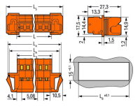 Konektor s pájecími piny CAGE CLAMP 2,5mm2 oranžová 13pól. WAGO 231-643/114-000