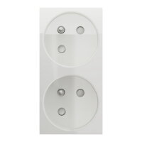 Zásuvka NOVÁ UNICA dvojitá 45o 250V/16A 2x2P+E, clonky, bezšroubová, Bílá