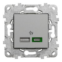 NOVÁ UNICA Dvojité rychlonabíjecí USB A+C (45W), Hliník SCHNEIDER NU501330