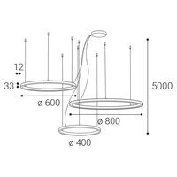 Závěsné svítidlo LED2 CIRCLE SET 3 P-Z, B CASAMBI TW 136W 2700K-4000K černá