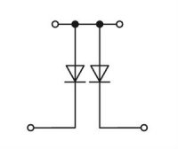 Svorka pro moduly dvoupatrová 2 diody 1N4007 šedá 2,5mm2 Wago 280-941/281-490