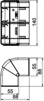 OBO GK-AH53130RW Vnější roh Rapid 45-2 variabilní 140x88x88 čistě bílá