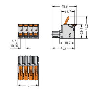 Pružinová svorka Páčka CAGE CLAMP sv.šedá 16mm2 5pól. WAGO 832-1105/335-000