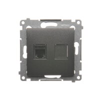 Telefonní zásuvka RJ12 jednonásobná, antracit mat, metalizované DT1.01/48