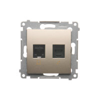 Telefonní zásuvka RJ12 + počítačová zásuvka RJ45 kat. 5e, zlatá matná