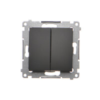 Ovládač zapínací dvojitý, 1/0+1/0, 10AX, 250V, bez piktogramu, černá matná