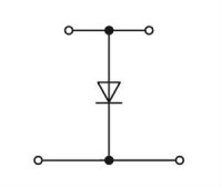 Svorka pro moduly dvoupatrová s diodou 1N4007 šedá 4mm2 Wago 281-633/281-411