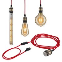 Závěsné svítidlo Neordic Eldar vč. zástrčky E27 max. 1x20W červená/leštěná 79770
