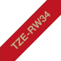 Páska BROTHER TZe-RW34 vínově červená/zlatá (12mm, 4m, pruhovaná)