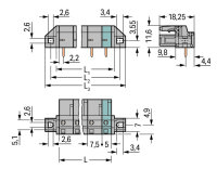 Pružinová svorkovnice THT úhlová 7,5 mm šedá 10pól. WAGO 232-840/031-000