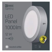LED přisazené svítidlo PROFI, kruhové, stříbrné, 12,5W neutrální bílá