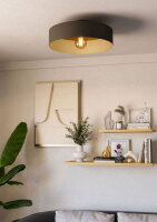 Stropní svítidlo DUAIA UMBRA šedá/dřevo/mosaz 1X40W IP20 EGLO 901745