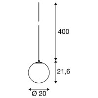 SUN 20, závěsné svítidlo, E27, otevřený konec kabelu, 1x max. 40W, matně černá