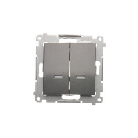 Přepínač dvojitý křížový, s orientačním LED, 7 So, 10AX, 250V, antracit mat