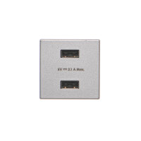 USB nabíječka K45 USB 2.0 - A 5V DC 2,1A 45×45mm hliník KONTAKT SIMON K126E/8