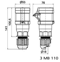 Spojka 16A 3p 230V IP44 6h Quick-Connect BALS 3126