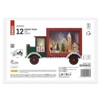 LED adventní kalendář dřevěné auto 20x30,5 cm 2x AA vnitřní teplá bílá časovač