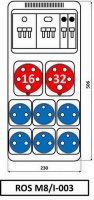 Zásuvková rozvodnice 1x3253+1x1653+6x230V, jištěná, IP54 ROS M8/I-003