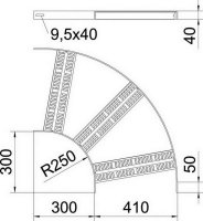 OBO SLZB 90 400 SG Oblouk 90° pro kabelový žebřík SL B410mm Ocel základní nátěr