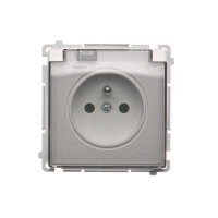 Zásuvka jednonásobná IP44 s uzemněním, 16 A, 250 V~ s průhledným víčkem, bílá