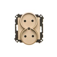 Zásuvka 2 násobná, bez uzemnění, se clonkami champagne matná   TG2MCZ.01/144